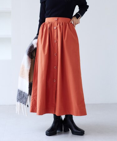 【WEB限定】フロントボタンフレアスカート