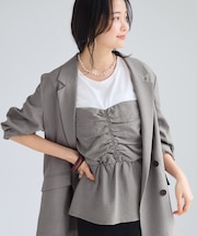 【WEB限定】美easyリネンライクシャーリングビスチェドッキングトップス/イージーケア・接触冷感