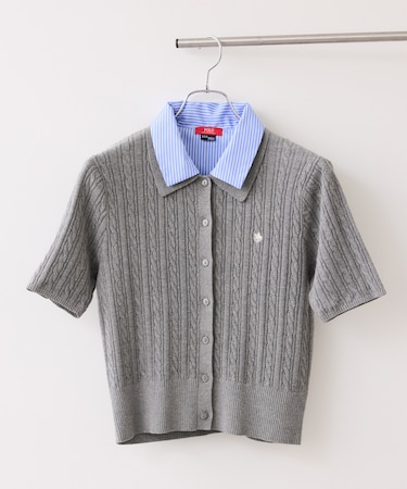 【POLO BCS】VIS別注ケーブルドッキング衿付きカーディガン