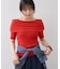 サイドギャザーオフショル5分袖サマーニット