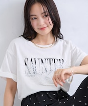 レースレイヤードロゴ半袖Tシャツ