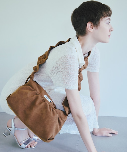 【OUTDOOR PRODUCTS】VIS別注 スエード ＆ 合皮 フリル ショルダーバッグ / WEB限定カラー