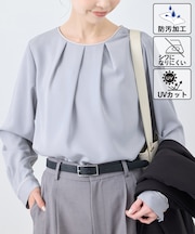 【WEB限定カラー】多機能ランダムタックブラウス/セレモニー・通勤対応