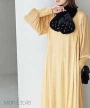 【一部店舗限定】【Mon E’toile/モンエトワール】スムースコンビジャージタックDRESS