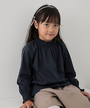 【KIDS/キッズ】スタンドフリルシャーリングカットソートップス