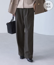 【WEB限定・丈長め】レディハンサムシリーズ ウールライクウエストタックセミワイドパンツ