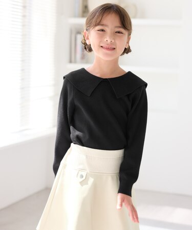 【KIDS/キッズ】【2WAY】マシュマロニットリボンカラートップス/イージーケア・リンクコーデ