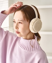 リボン刺繍スウェード×フェイクファーイヤーマフ