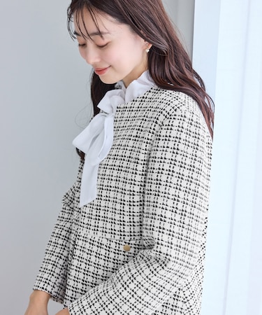 【WEB限定カラー】ツイードフレアジャケット/入卒式・セレモニー対応・リンクコーデ