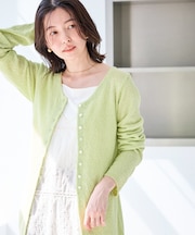 【WEB限定】多ボタンミドル丈シアーカーディガン