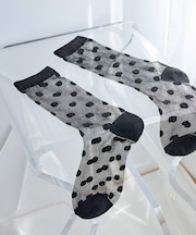 ドット柄シースルーソックス
