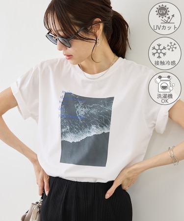 RENUロゴ&フォトアソートプリントTシャツ/UVカット・接触冷感・イージーケア