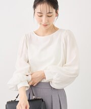 シアーボリュームスリーブカットトップス