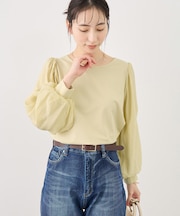 シアーボリュームスリーブカットトップス