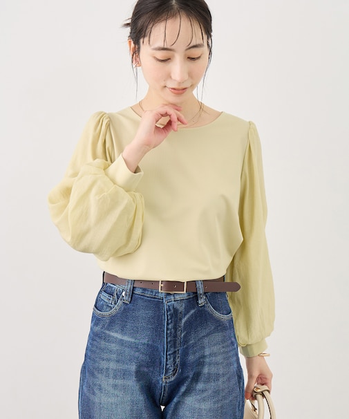 シアーボリュームスリーブカットトップス