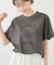 カレッジロゴプリントフレアスリーブピグメントTシャツ/リンクコーデ