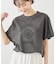 カレッジロゴプリントフレアスリーブピグメントTシャツ/リンクコーデ