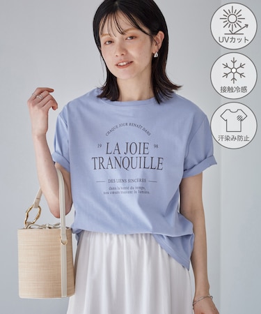 オーバーサイズロゴプリントTシャツ/UVカット・接触冷感・汗染み防止