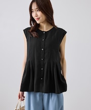 【WEB限定カラー】タックデザインペプラムシャツ