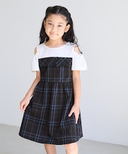 【KIDS/キッズ】肩あきチェック柄ワンピース/リンクコーデ