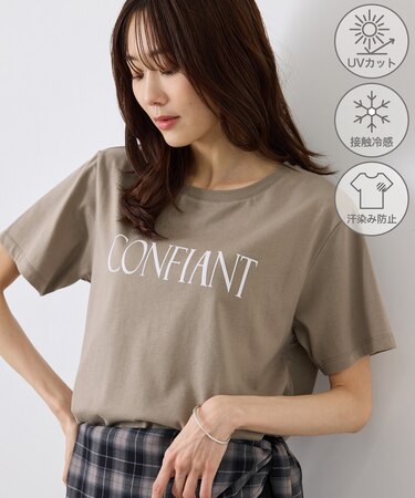 フロッキーロゴTシャツ/UVカット・接触冷感・汗染み防止