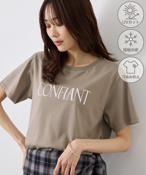 フロッキーロゴTシャツ/UVカット・接触冷感・汗染み防止