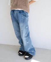 【KIDS/キッズ】リボン刺繍デニムパンツ