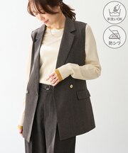 【ちゃんと＋かわいい保証】洗えるウーリッシュ ベルト付きジレ・ベスト/セットアップ対応