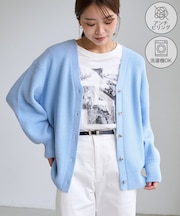【ちゃんと+かわいい保証】スフレニット Vネックミドル丈カーディガン