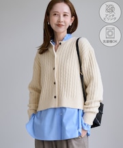 【ちゃんと+かわいい保証】スフレニット ケーブルショートカーディガン