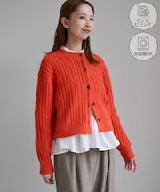 【ちゃんと+かわいい保証】スフレニット ケーブルショートカーディガン