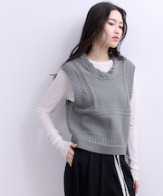 【WEB限定】ミックスパターンニットベスト