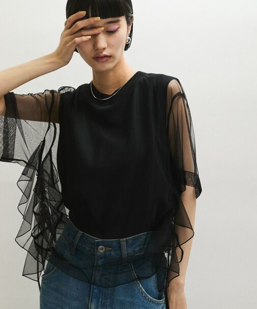 【WEB限定】・【サステナブル】・【定番】ギャザーチュールトップス