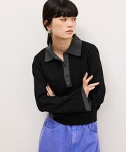 【WEB限定】・【定番】バイカラーポロニットプルオーバー