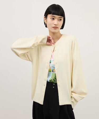 【WEB限定】・【サステナブル】W/CAミックスセンタースリットカーディガン