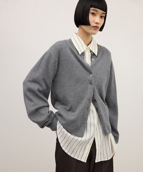 【WEB限定】・【サステナブル】W/CAミックスセンタースリットカーディガン