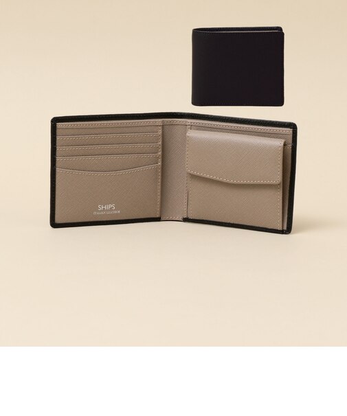 【WEB限定】SHIPS:【SAFFIANO LEATHER】2トーン 2つ折 ウォレット(財布)
