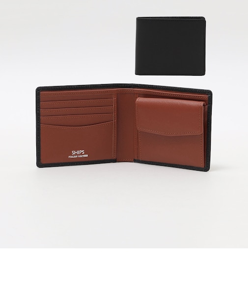 【WEB限定】SHIPS:【SAFFIANO LEATHER】2トーン 2つ折 ウォレット(財布)