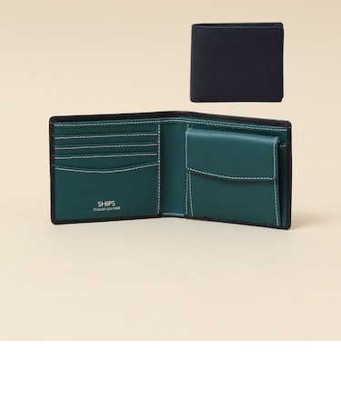 【WEB限定】SHIPS:【SAFFIANO LEATHER】2トーン 2つ折 ウォレット(財布)