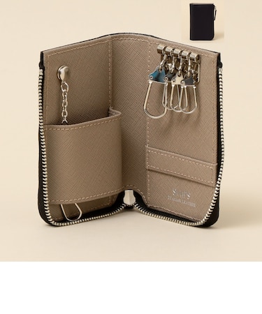 【WEB限定】SHIPS: 【SAFFIANO LEATHER】 2トーン キーケース