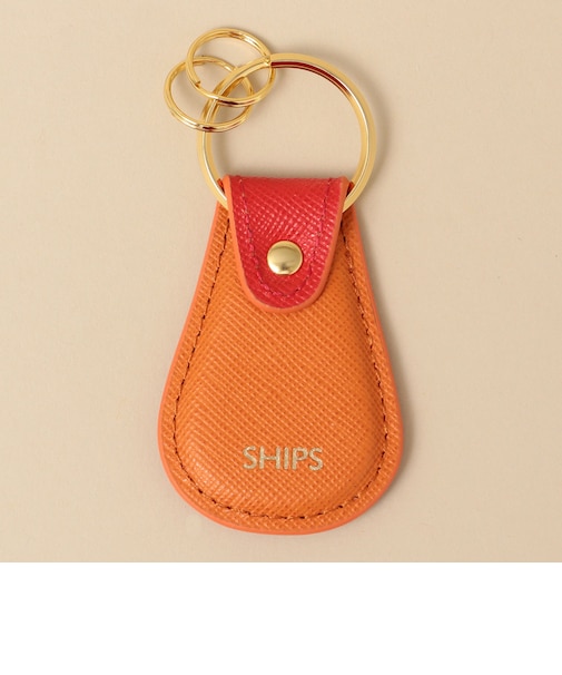 【WEB限定】SHIPS: 【SAFFIANO LEATHER】 2トーン キーホルダー
