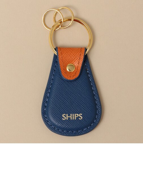 【WEB限定】SHIPS: 【SAFFIANO LEATHER】 2トーン キーホルダー