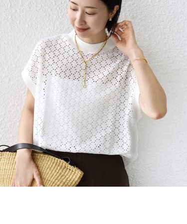 【WEB限定】〈手洗い可能〉アイレット クルーネック プルオーバー