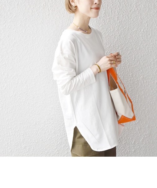 〈吸水速乾/洗濯機可能〉ラウンドヘム ロングスリーブ ワイド TEE