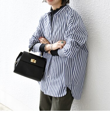 〈洗濯機可能〉REPREVE バンド カラー シャツ