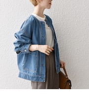 ノーカラー デニム ブルゾン［SHIPS any DENIM］