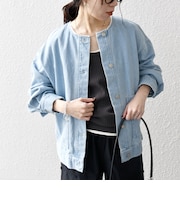 ノーカラー デニム ブルゾン［SHIPS any DENIM］