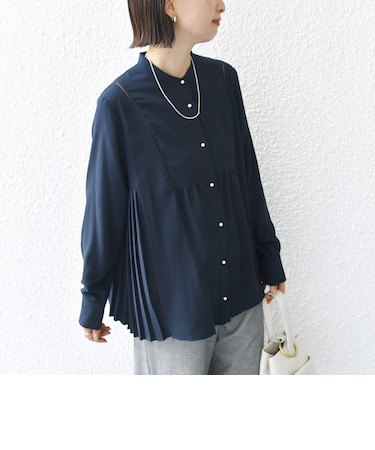 【WEB限定】〈手洗い可能〉ストレッチ ジョーゼット プリーツ ブラウス