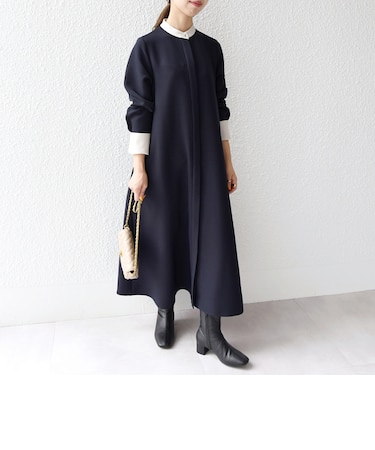 〈洗濯機可能〉ダブルクロス Aライン シャツワンピース