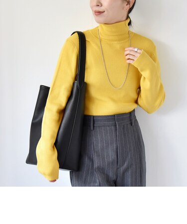 quaranciel:〈手洗い可能〉コットン タートルネック リブ ニット